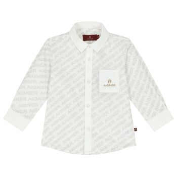 Younger Boys White Logo Shirt