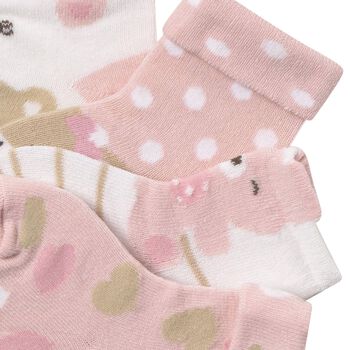 Baby Girls Pink & White Socks (4 Pack)