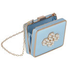 Girls Blue & Gold Embellished Satin Bag, 1, hi-res