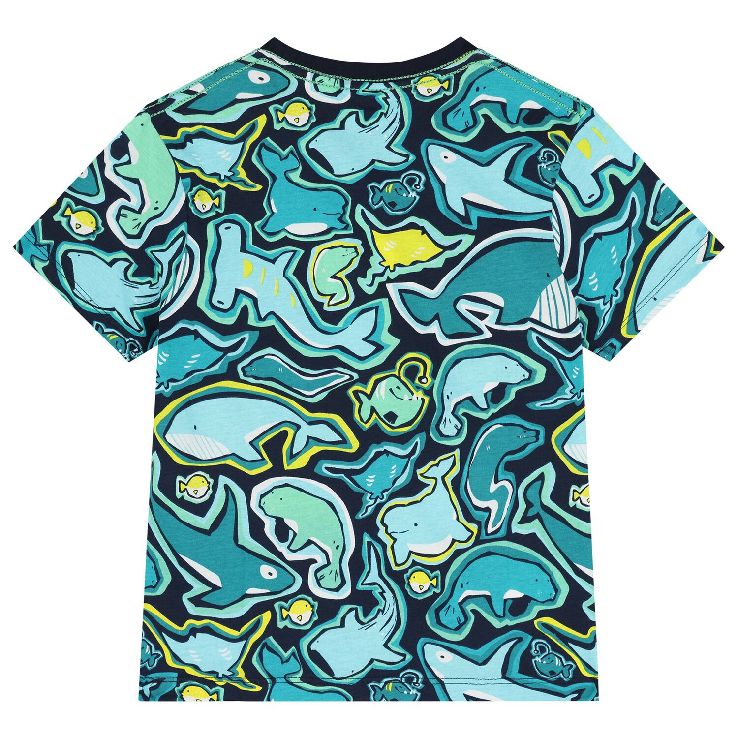 Boys Multi-Coloured Whale T-Shirt, 1, hi-res