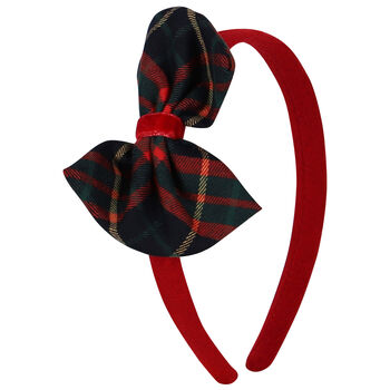 Girls Navy Blue, Green & Red Tartan Headband