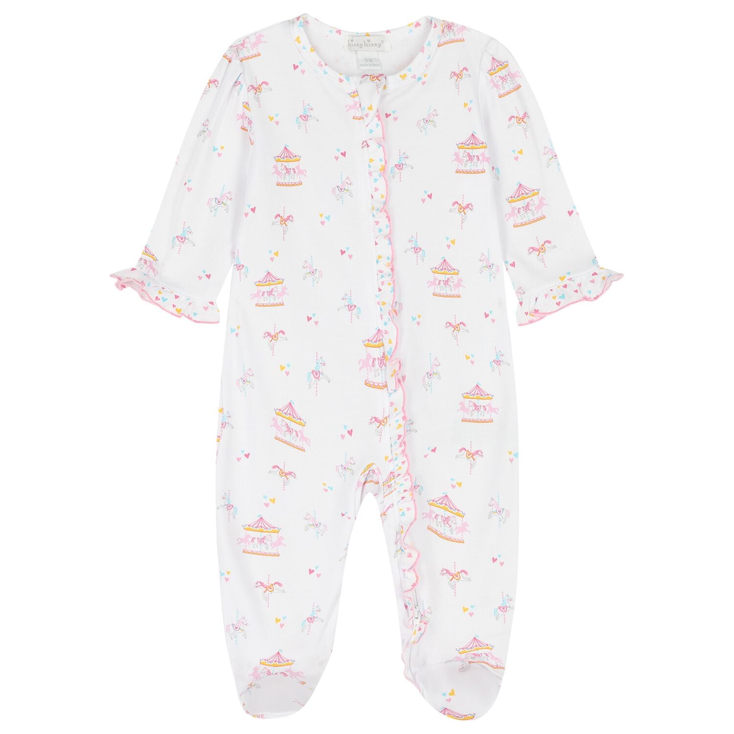 Baby Girls White & Pink Carousel Babygrow, 1, hi-res