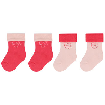 Baby Girls Pink Logo Socks (2 Pack)