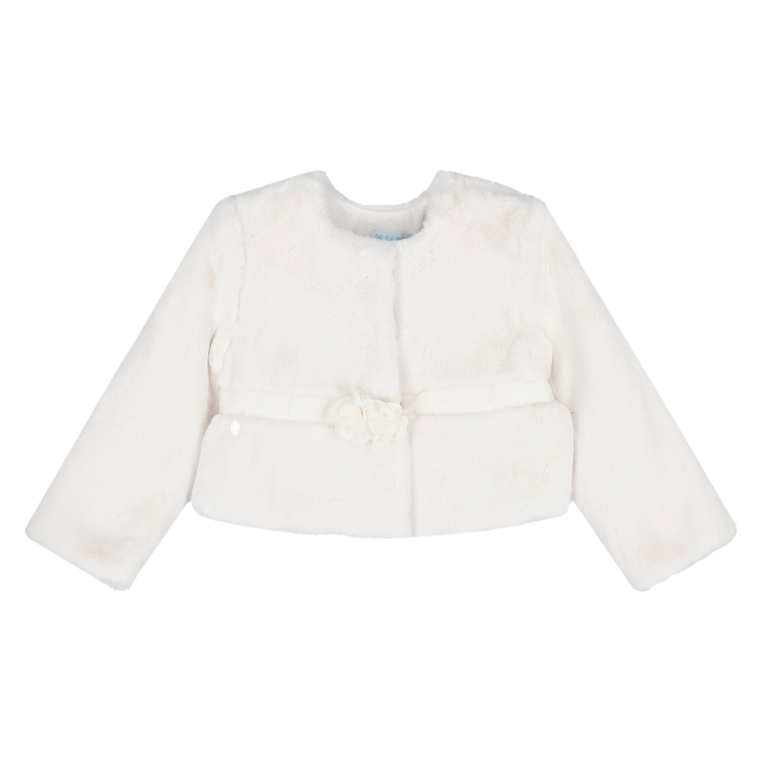 معطف بنات فرو باللون الابيض, 1, hi-res