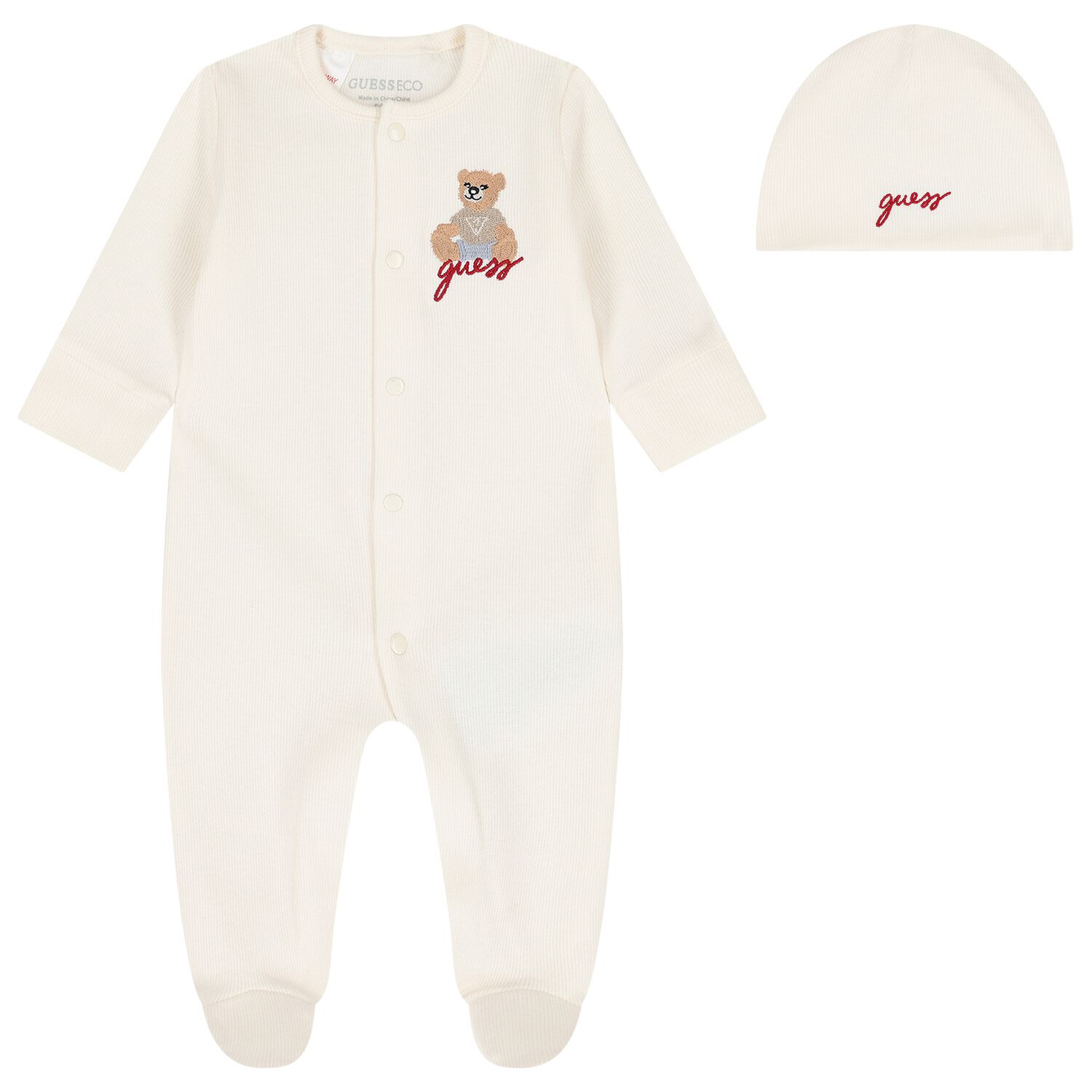 Baby Girls Ivory Teddy Bear Logo Babygrow Gift Set, 3, hi-res