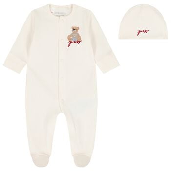 Baby Girls Ivory Teddy Bear Logo Babygrow Gift Set