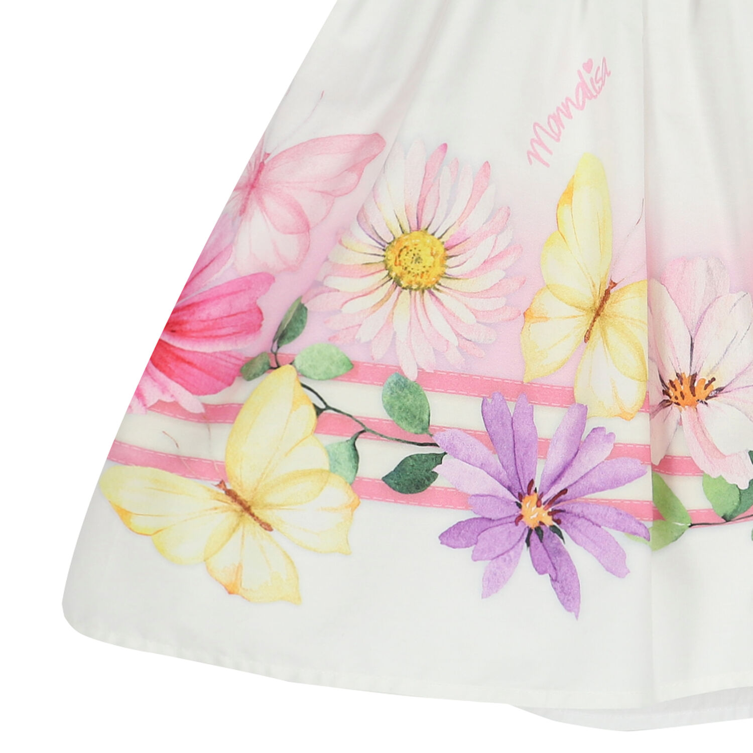 فستان بنات بطبعة الزهور باللون الابيض, 1, hi-res