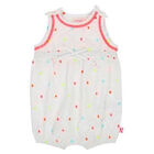 Baby Girls White Cotton Romper, 1, hi-res