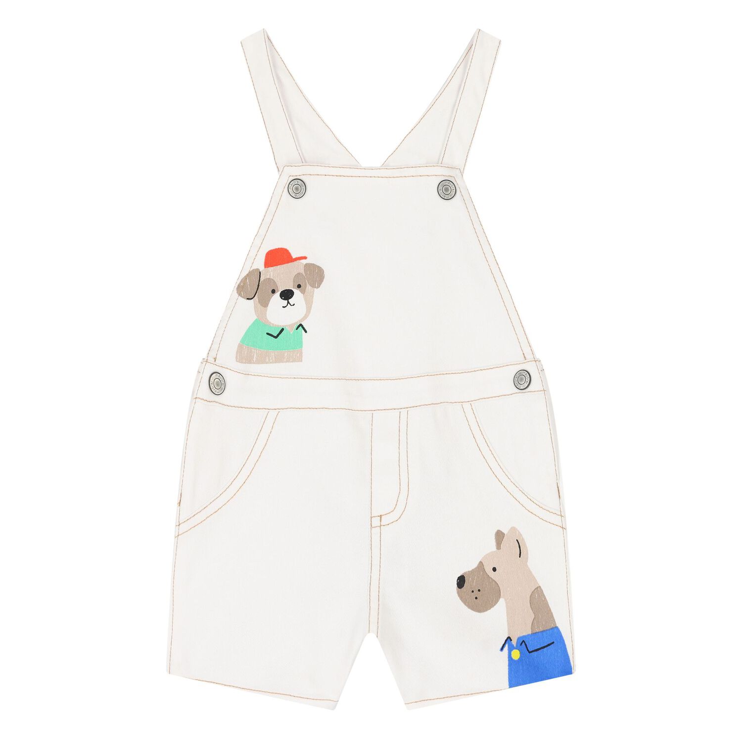 Baby Boys Ivory & Green Dungaree Set, 1, hi-res
