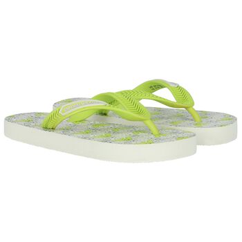 Ivory & Green Logo Flip Flops