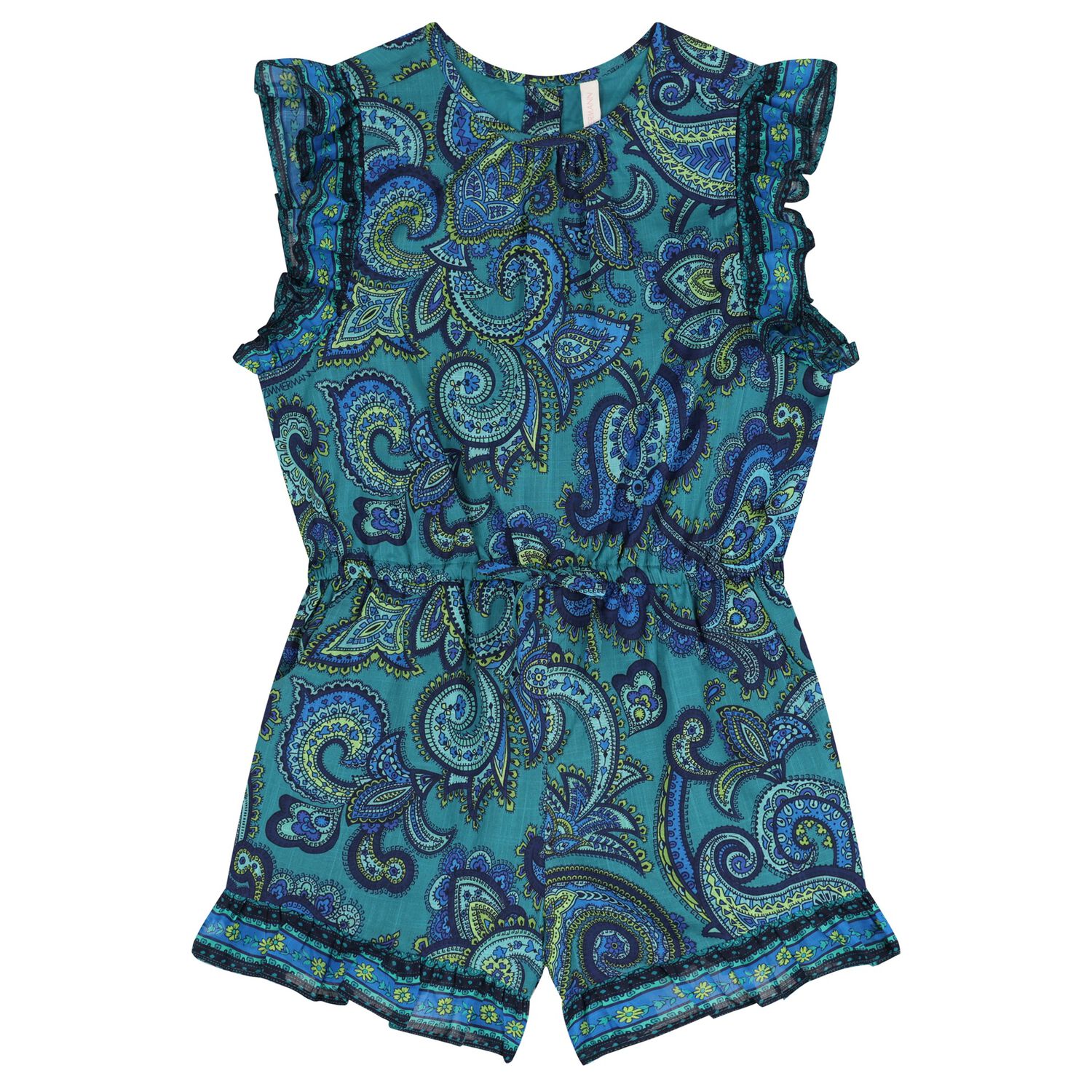 Girls Blue Paisley Playsuit, 1, hi-res