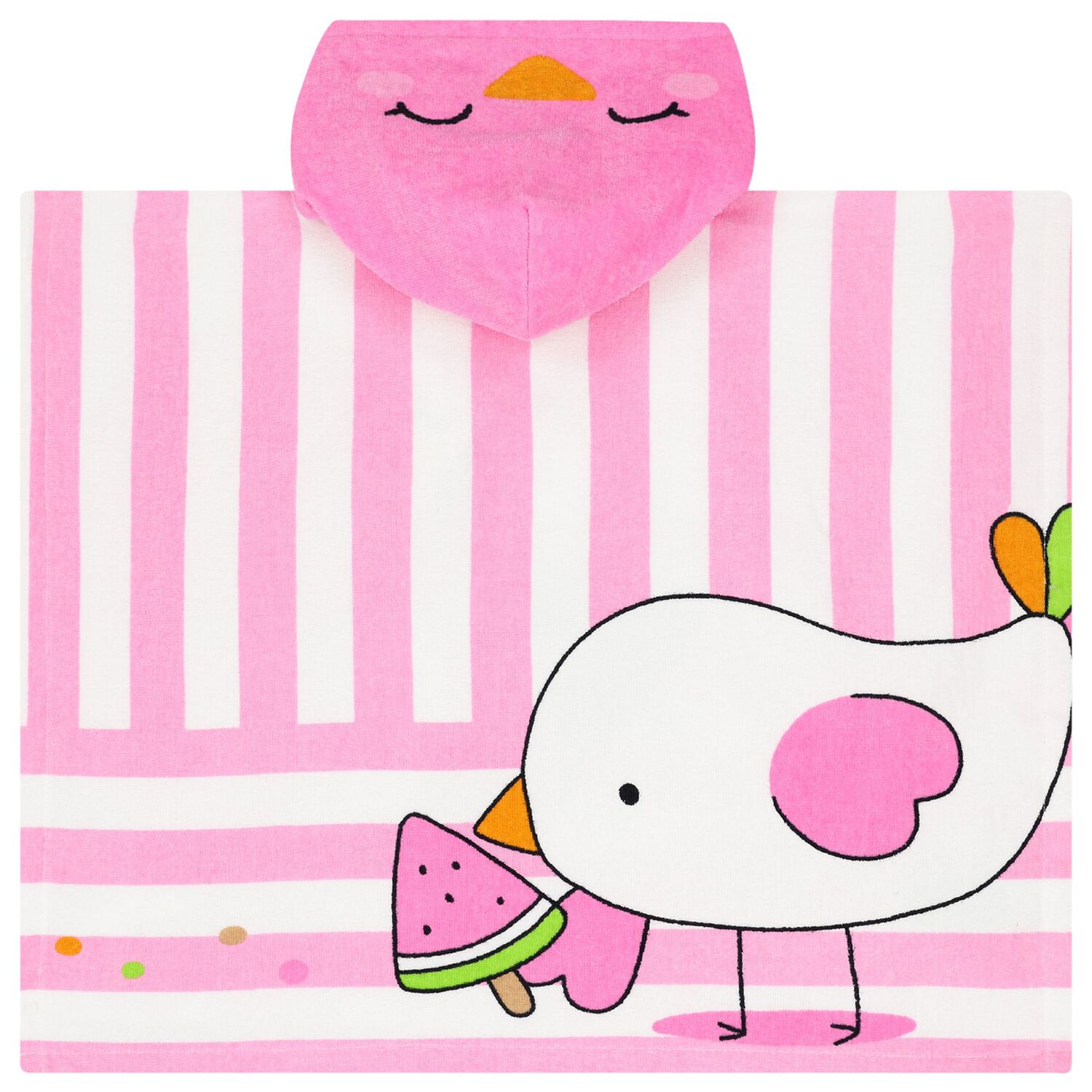 منشفة بونشو مخططة باللونين الوردي والأبيض للبنات, 1, hi-res