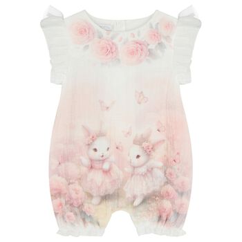 Baby Girls Ivory Bunnies Romper