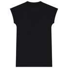 طقم فستان بنات بشعار القلب باللون الأسود, 2, hi-res