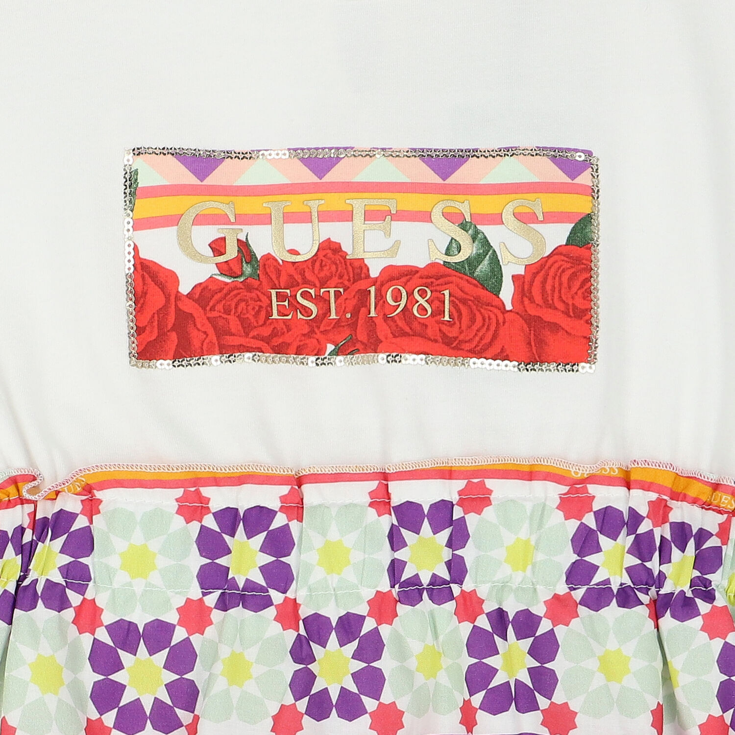 فستان بنات بطبعة الزهور باللون الأحمر والأبيض, 1, hi-res