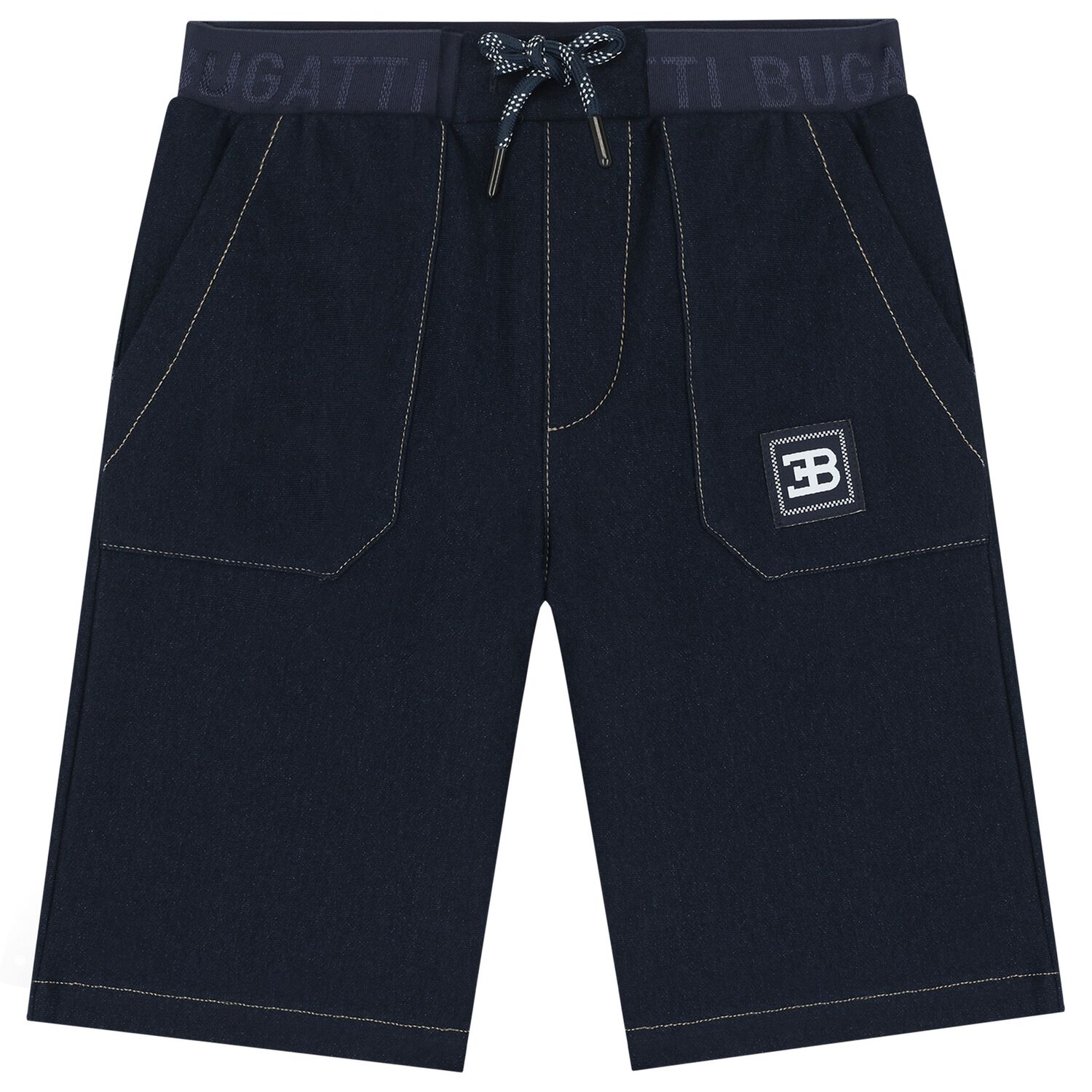 Boys Navy Blue Logo Shorts, 1, hi-res
