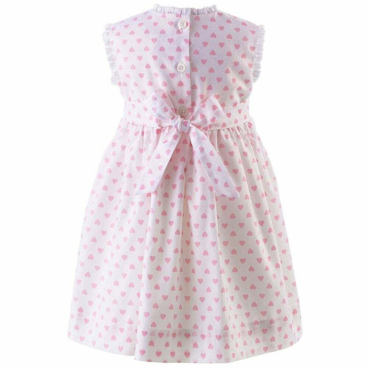 Younger Girls Ivory & Pink Heart Dress Set, 1, hi-res