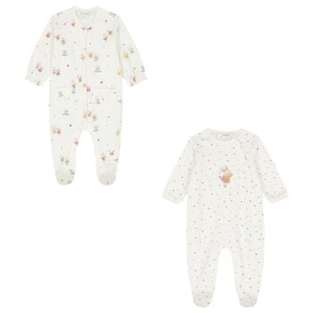 Baby Girls Ivory Babygrows ( 2-Pack )