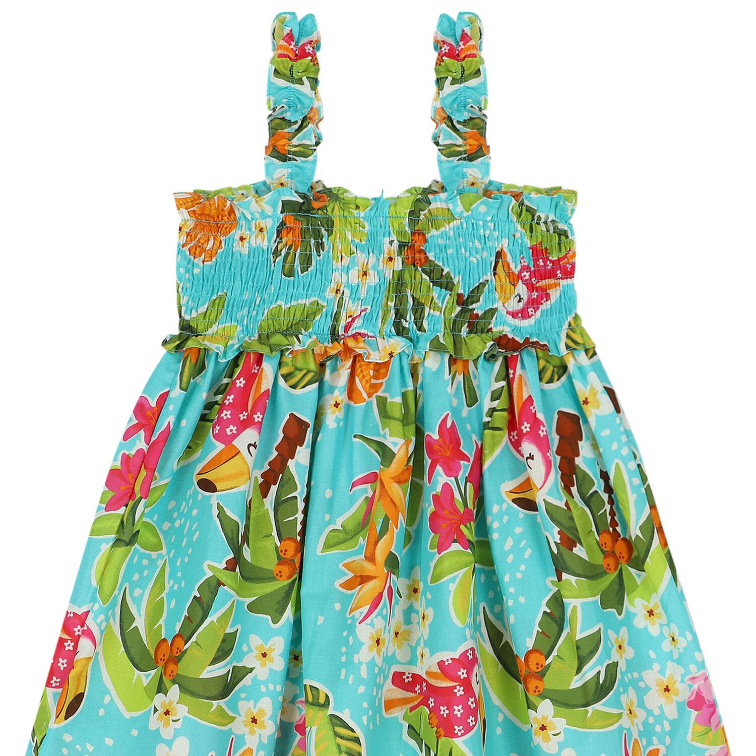 Girls Aqua Floral Dress Set, 3, hi-res