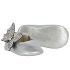 Baby Girls Silver Butterfly Shoes, 1, hi-res