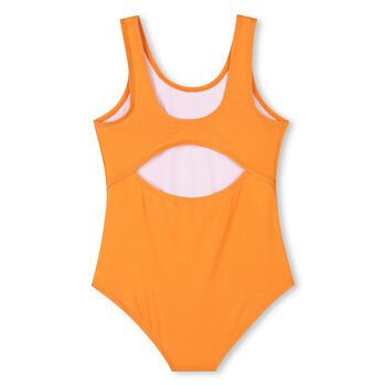 Girls Orange Logo Swimsuit