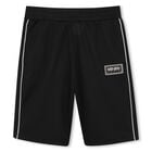Boys Black Logo Shorts, 1, hi-res