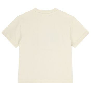 Girls Ivory Teddy Bear Logo T-Shirt