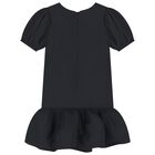 Girls Black Embellished Bow Dress, 1, hi-res