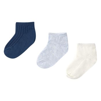 Baby Boys Blue & Ivory Socks (3 Pack)