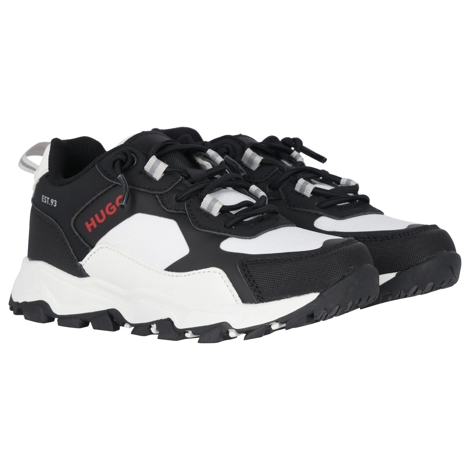 حذاء رياضي بشعار باللونين الأبيض والأسود للأولاد, 1, hi-res image number null