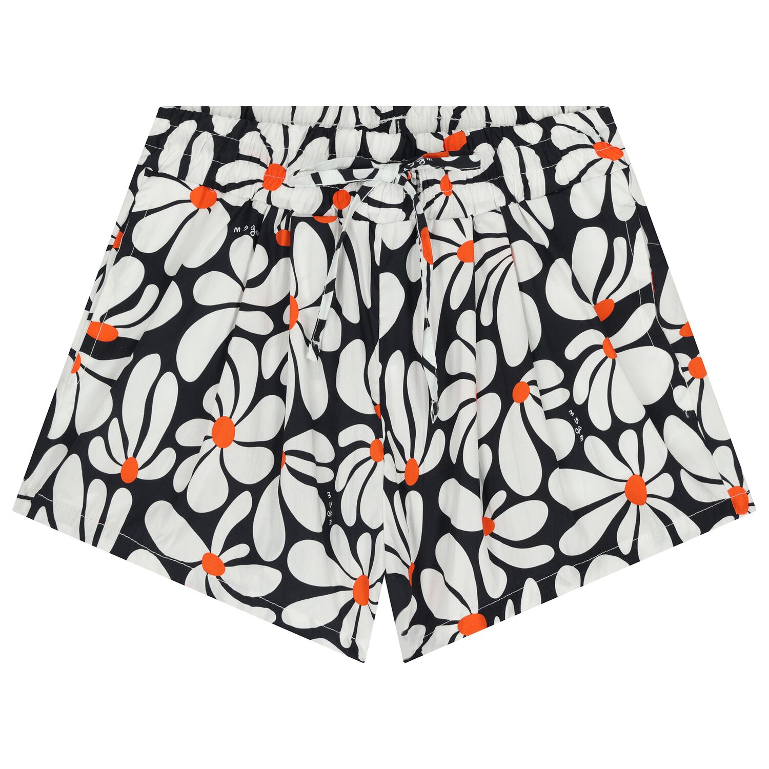 Girls White & Navy Blue Floral Shorts, 1, hi-res