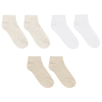 Boys Beige & White Socks (3 Pack) 