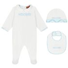 Baby Boys White & Blue Logo Babygrow Gift Set, 1, hi-res