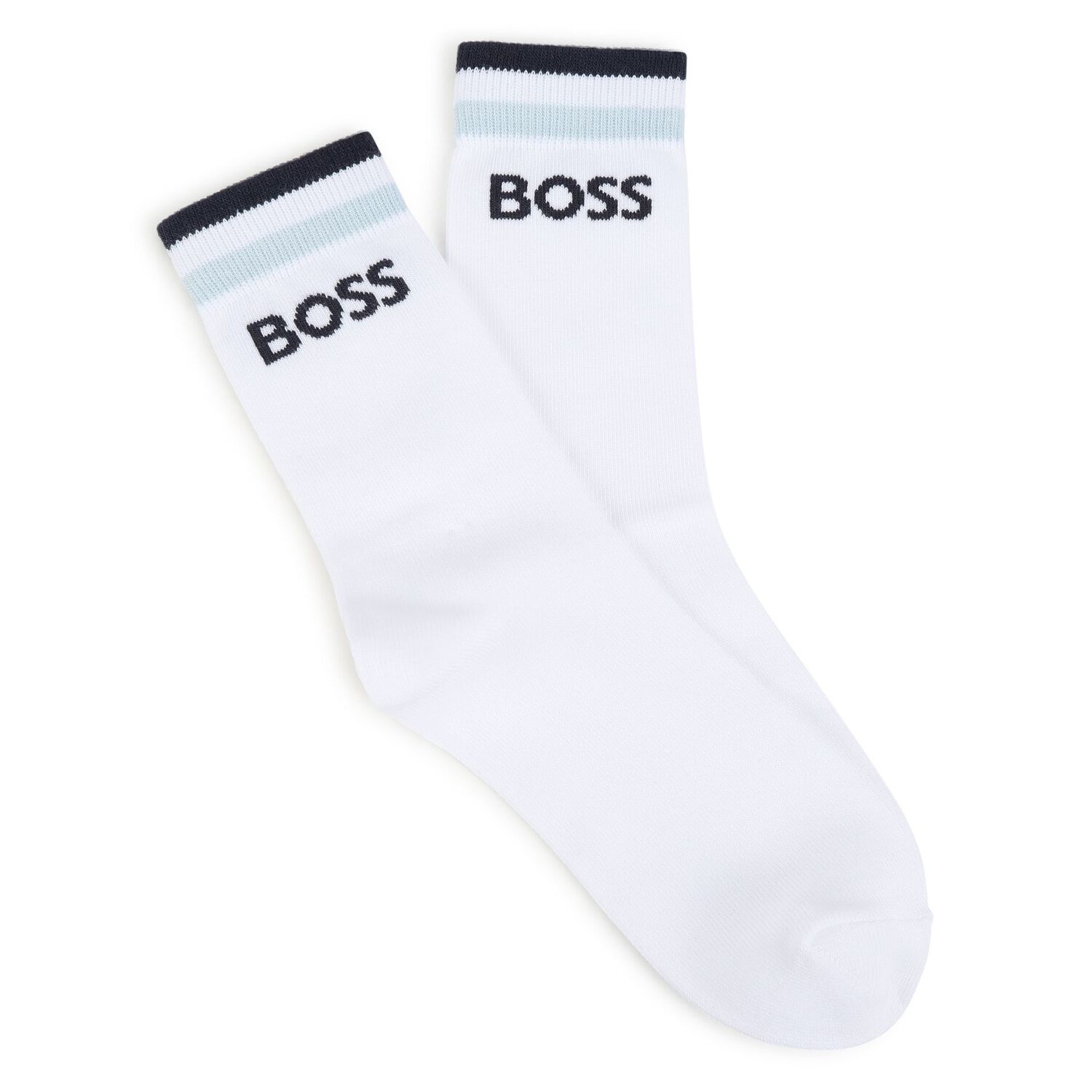 Boys White & Navy Blue Logo Socks ( 2-Pack ), 2, hi-res image number null