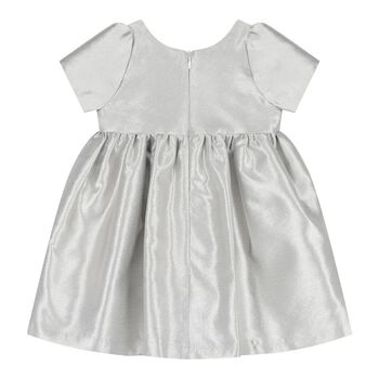 Baby Girls Silver Rose Satin Dress