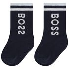 Younger Boys Blue, Navy & Grey Socks ( 3-Pack ), 2, hi-res