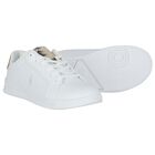 Girls White & Gold Logo Trainers, 1, hi-res