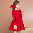 Girls Red Bow Dress, 1, hi-res