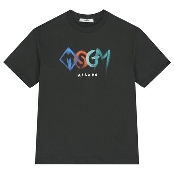 تيشيرت بالشعار باللون الأسود للأولاد