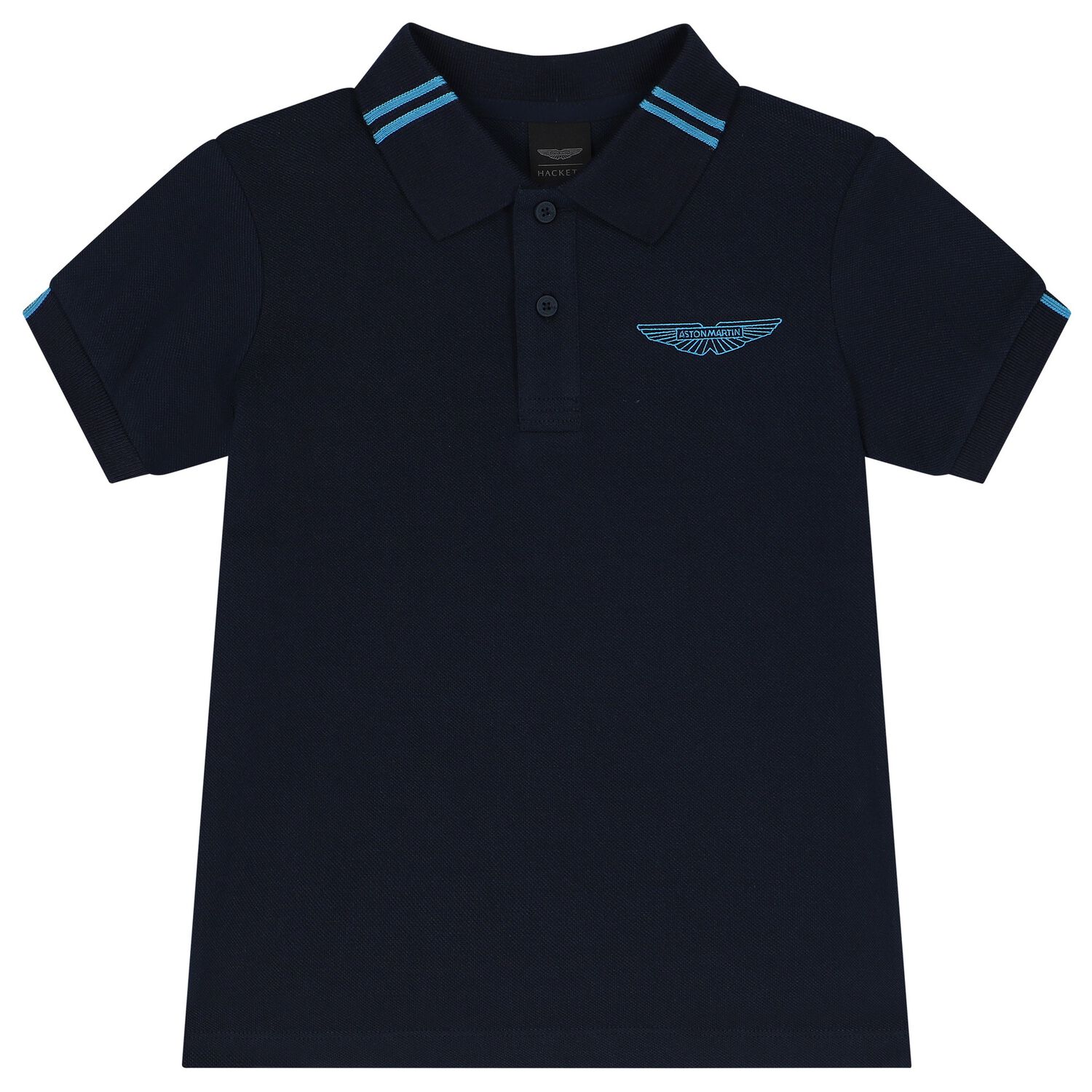 Boys Navy Blue Logo Polo Shirts, 3, hi-res