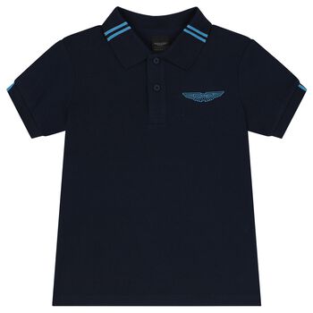 Boys Navy Blue Logo Polo Shirts