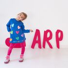 طقم فستان على شكل قلب أزرق للبنات, 1, hi-res