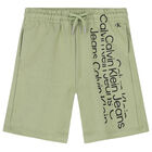 Boys Green Logo Shorts, 1, hi-res