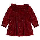 Younger Girls Red Velour Star Dress, 1, hi-res