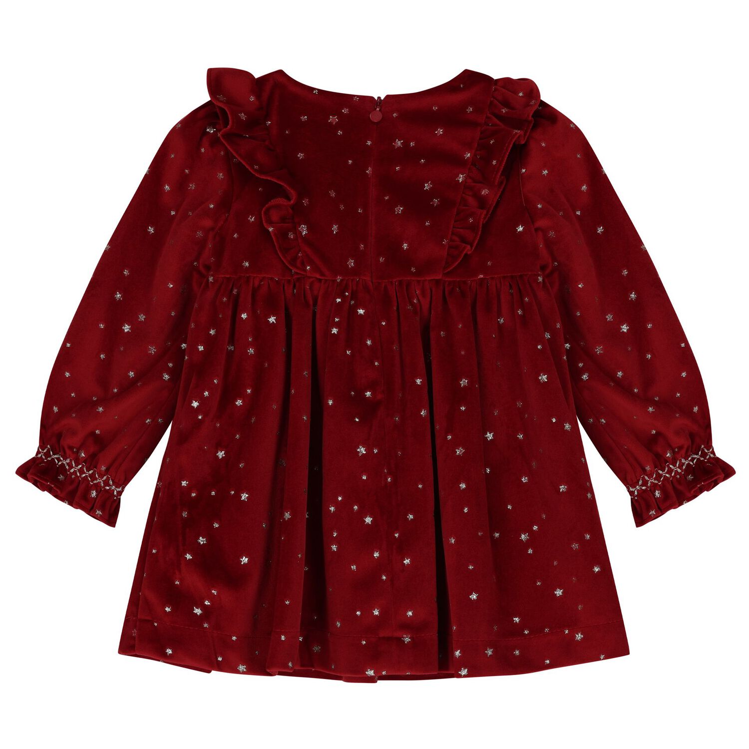 Younger Girls Red Velour Star Dress, 1, hi-res
