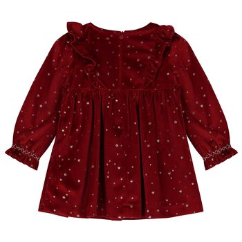 Younger Girls Red Velour Star Dress