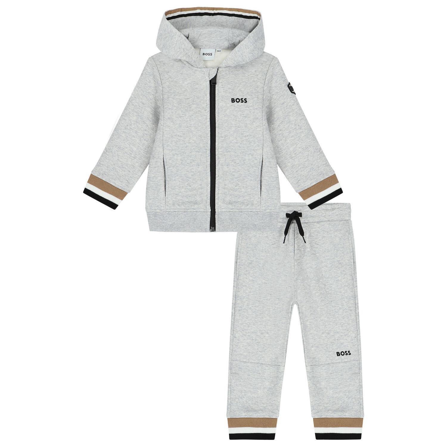 Younger Boys Grey Logo Tracksuit, 1, hi-res