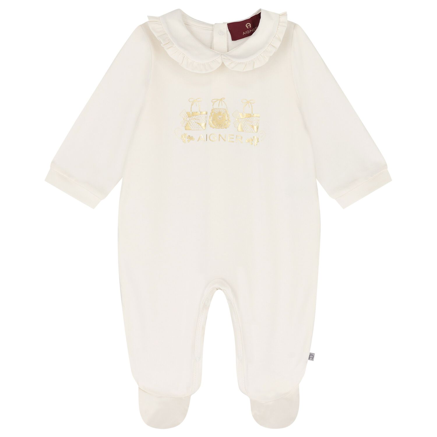Baby Girls Ivory Logo Babygrow, 1, hi-res