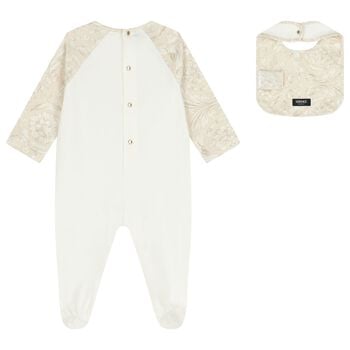 Ivory & Beige Whisper Barocco Babygrow Gift Set 