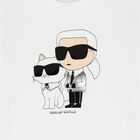 توب بنات بأكمام بشعار كارل باللون الأبيض, 2, hi-res